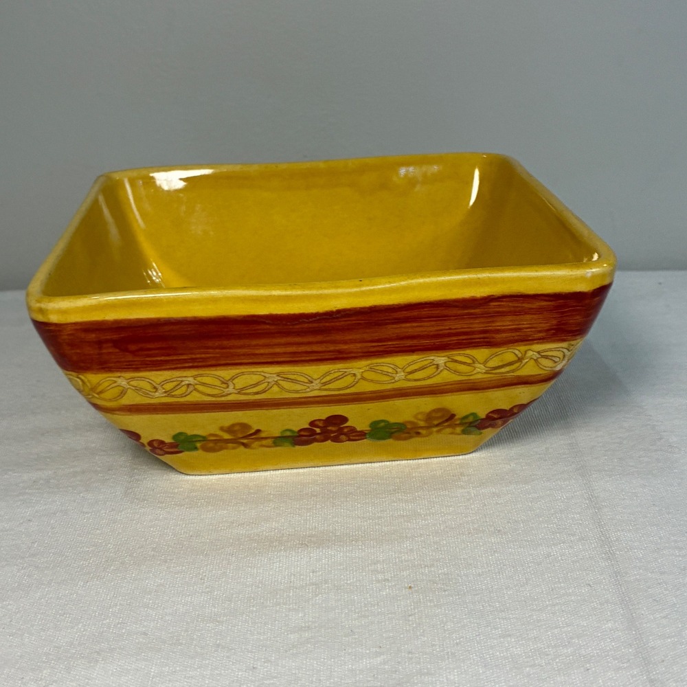 Terre e Provence Square Bowl 6.5"Yellow French Country Glazed Ceramic Rustic